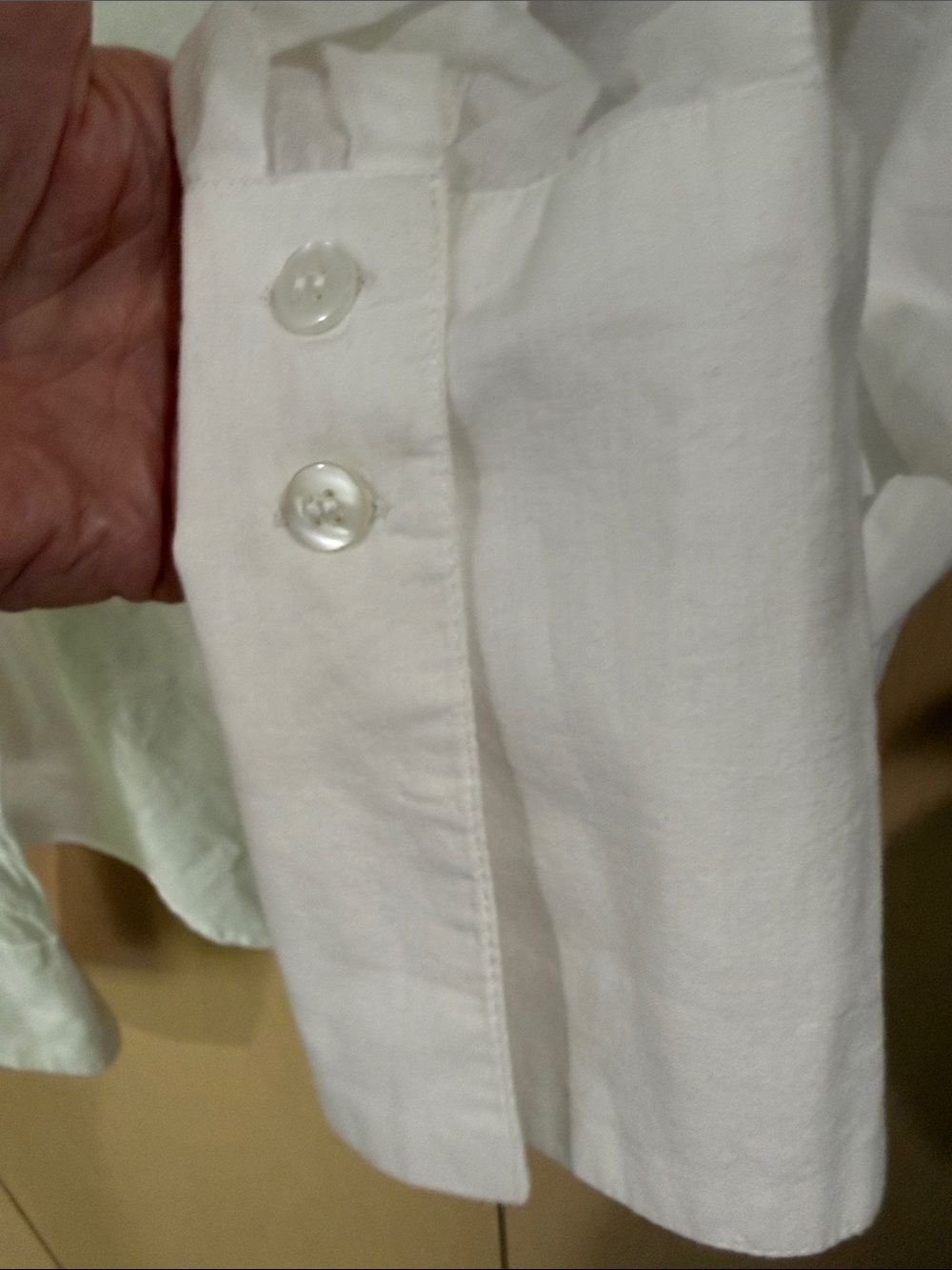 Classic White Ruffle Front Button-Down Blouse - Picture 4 of 8